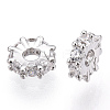 Rhodium Plated 925 Sterling Silver Micro Pave Clear Cubic Zirconia Spacer Beads STER-T007-15P-1