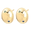 Oval Brass Micro Pave Cubic Zirconia Stud Earrings EJEW-Z164-17G-02-5