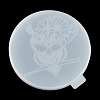 Flat Round with Owl & Flower DIY Cup Mat Silicone Molds LS-SIL-F007-06D-5