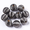 Wood Beads Covered with Polyester Cord Wire X-WOVE-S117-16mm-03-3