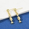 Heart & Leaf & Candy Brass Dangle Stud Earrings EJEW-Z115-03G-3