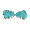 Dyed Synthetic Turquoise Heart Pendants X-TURQ-T004-30A-2