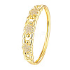 Brass Micro Pave Clear Cubic Zirconia Flower Open Hinged Cuff Bangles for Women WG289CD-01-4