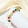 8MM Faceted Round Natural Agate(Dyed & Heated) and Brass Beaded Stretch Bracelets for Women BJEW-JB14031-2