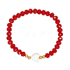 Faceted Glass Rondelle & Heart Beads Stretch Bracelets for Women JA6358-1