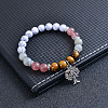 Natural Howlite & Tiger Eye & Moonstone & Cherry Quartz Glass Round Beads Stretch Bracelets for Women Men PX8190-1