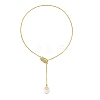 Adjustable Brass Micro Pave Clear Cubic Zirconia Leaf Lariat Necklaces NJEW-JN06467-2