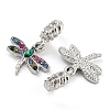Rack Plating Alloy Pave Colorful Rhinestone Insect European Dangle Charms FIND-B034-14P-02-2
