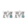 Synthetic Turquoise & Alloy Pendants PALLOY-H146-01AS-M-1