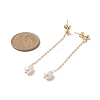 Natural Pearl Dangle Stud Earrings EJEW-JE05221-02-3