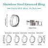 Yilisi 6Pcs 6 Style 202 & 304 Stainless Steel Grooved Finger Ring for Men Women RJEW-YS0001-01-13