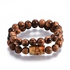 Couples Wood Beads Stretch Bracelets BJEW-JB04121-1