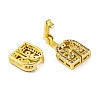 Rack Plating Brass Micro Pave Clear Cubic Zirconia Fold Over Clasps KK-K367-07G-2