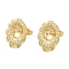 Brass Micro Pave Clear Cubic Zirconia Stud Earring Findings KK-K388-15G-2