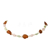 Natural Amber & Rose Quartz & Prehnite & Freshwater Pearl Beaded Necklaces NJEW-JN06490-2
