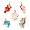 5Pcs 5 Styles Brass Enamel Pendants KK-CJ0004-27-1