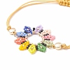 Glass Seed Sunflower Braided Bead Bracelet BJEW-MZ00023-4