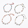 Natural & Synthetic Mixed Stone Anklets AJEW-AN00226-1
