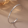 925 Sterling Silver Cuff Bangles for Women BJEW-A037-01P-1