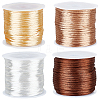 4 Rolls 4 Colors Nylon Satin Rattail Cords NWIR-SC0001-20A-1