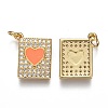 Brass Micro Pave Clear Cubic Zirconia Pendants ZIRC-B002-30G-I-2