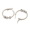 Tarnish Resistant 201 Stainless Steel Beaded Hoop Earrings with 304 Stainless Steel Pin for Women EJEW-F280-25P-2