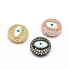 Flat Round Brass Micro Pave Cubic Zirconia Beads ZIRC-E010-08-1