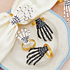 HOBBIESAY 8Pcs 2 Colors Halloween Skeleton Hand Plastic Napkin Rings AJEW-HY0001-12-4