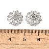 Flower Brass Micro Pave Clear Cubic Zirconia Bead Caps KK-V008-31P-3