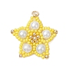 Glass Seed Beaded Star Pendants PALLOY-MZ00524-03-1