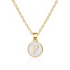 Alloy White Enamel Flat Round with Letter Pendant Necklaces FS-WG63565-06-1