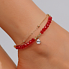 Fashionable Double Layered Adjustable Beach Anklet with Colorful Zircon Stones KG0991-1-1