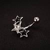 Piercing Jewelry Real Platinum Plated Brass Rhinestone Star Navel Ring Belly Rings AJEW-EE0001-55-3