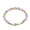 Platinum Tone Brass Micro Pave Cubic Zirconia Tennis Bracelets BJEW-B160-07P-5