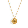 304 Stainless Steel Vintage 3D Rose Flower Pendant Necklaces for Women AM0132-5