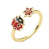 Brass Enamel Cuff Rings for Women RJEW-F196-02A-G-4