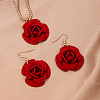 Rose Iron & Plastic Pendant Necklaces & Dangle Earrings Sets for Women FS-WGD8499-01-6