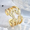 Brass Micro Pave Clear Cubic Zirconia Open Cuff Rings for Women RJEW-R011-10G-02-1