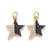 Brass Micro Pave Clear & Black Cubic Zirconia Pendants ZIRC-Z001-11G-1