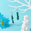Natural Malachite Chip Beads Dangle Earrings X-EJEW-JE04649-11-2