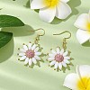 Natural Lava Rock Flower Dangle Earrings EJEW-TA00568-01-2