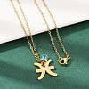 304 Stainless Steel Glass Drill Birth Stone Constellation Pendant Necklaces LS-STAS-D305-08G-L-1