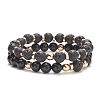 2Pcs 2 Style Natural Lava Rock & Wood & Synthetic Hematite Stretch Bracelets Set BJEW-JB08417-1