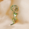 Frog with Lotus Leaf Alloy Enamel Pins with Crystal Rhinestone PW-WGDB96E-01-2