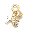 Brass Micro Pave Clear Cubic Zirconia European Dangle Charms KK-D431-033B-G-1