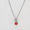 304 Stainless Steel Hyacinth Rhinestone Birth Stone Constellation Pendant Necklaces FS-WG76580-19-1