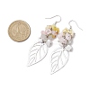 Leaf 201 Stainless Steel Natural Rose Quartz & Natural Howlite & Natural White Moonstone & Natural Yellow Opal Chip Dangle Earrings EJEW-JE06138-01-3