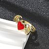 Heart with Wing Enamel Finger Rings RJEW-G337-05G-4