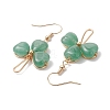 Natural Green Aventurine Pendant Clover Dangle Earrings EJEW-JE06074-01-4