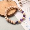Round Natural Amethyst Beaded Stretch Bracelets BJEW-JB05607-02-4